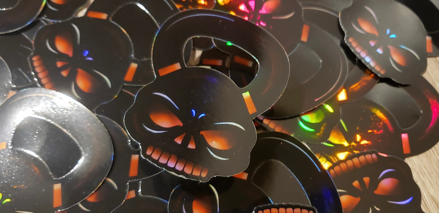 Kettlebell Skull Vinyl Sticker (Holographic)