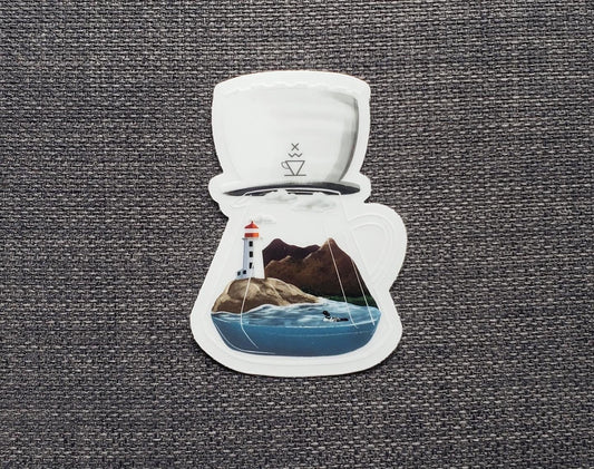 Canadian Lighthouse Coffee Vinyl Sticker (Transparent)