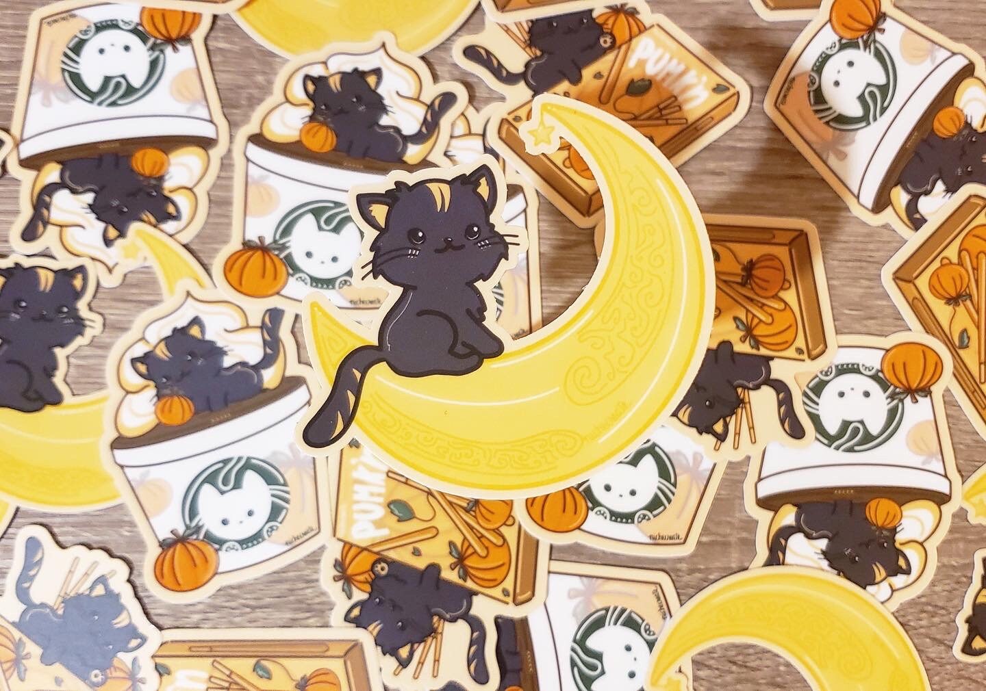 Black Cat Vinyl Stickers | Moon, Pumpkin Spice Latte, Pumk'n