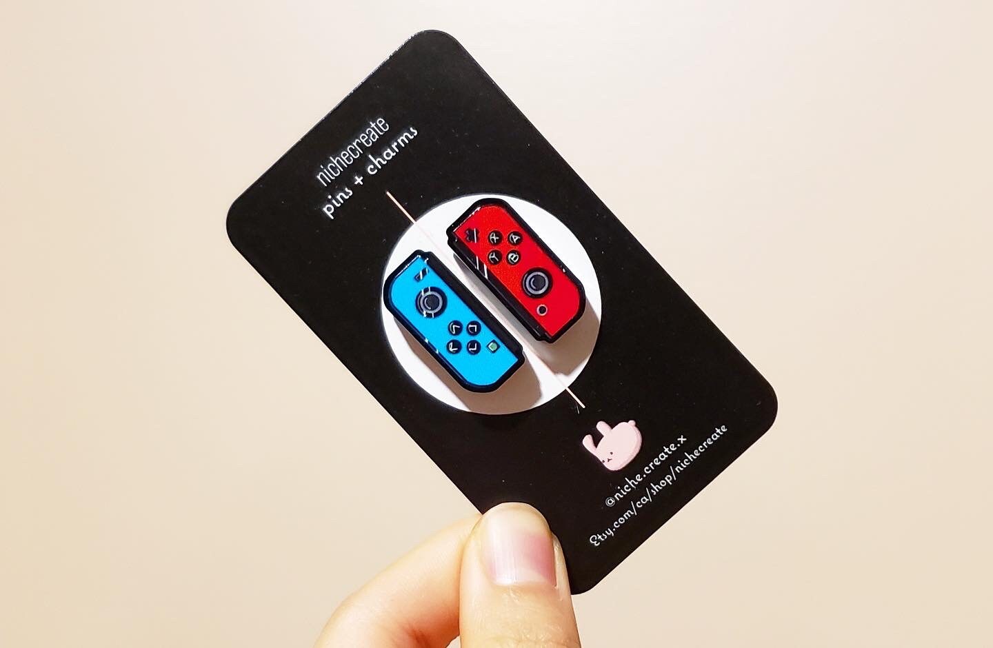 Chunky Black Gaming Acrylic Pins | Classic or Red/Blue