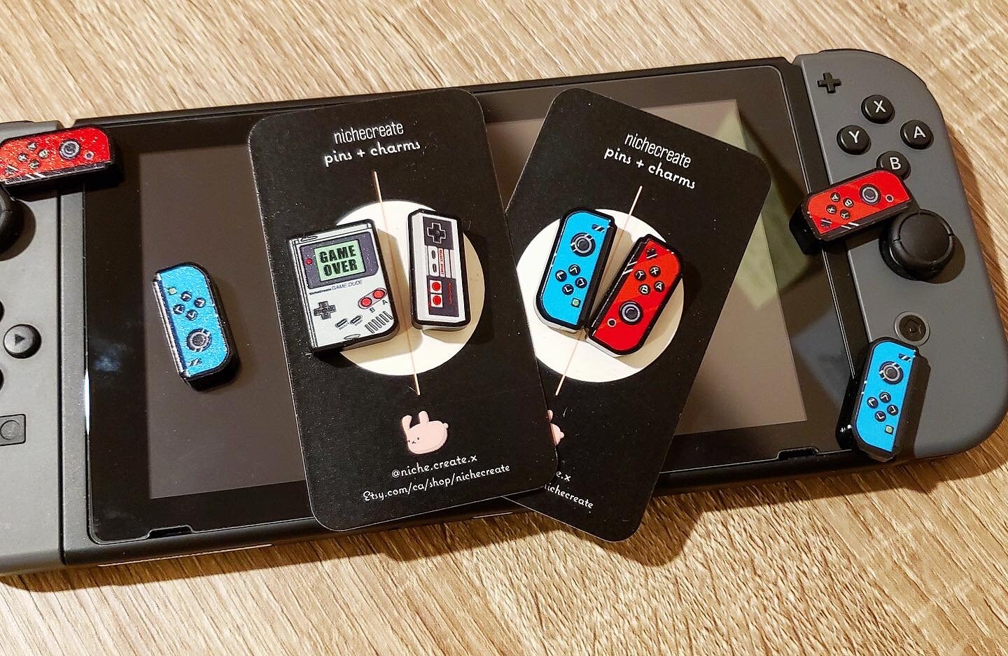 Chunky Black Gaming Acrylic Pins | Classic or Red/Blue