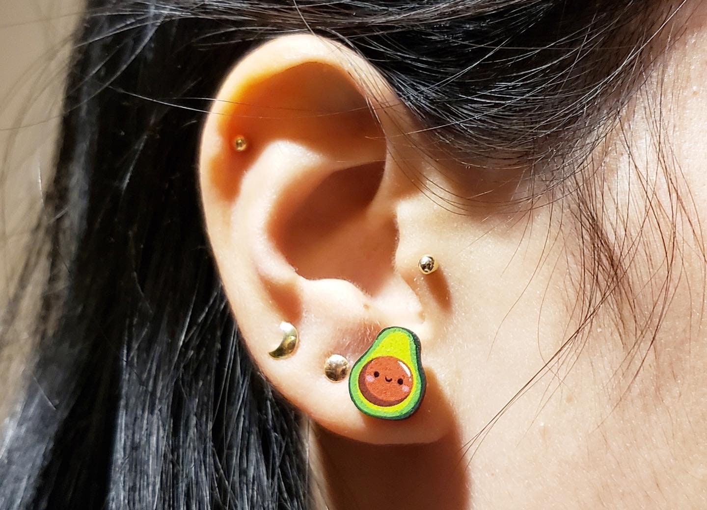 Avocado + Egg Wooden Earring Studs