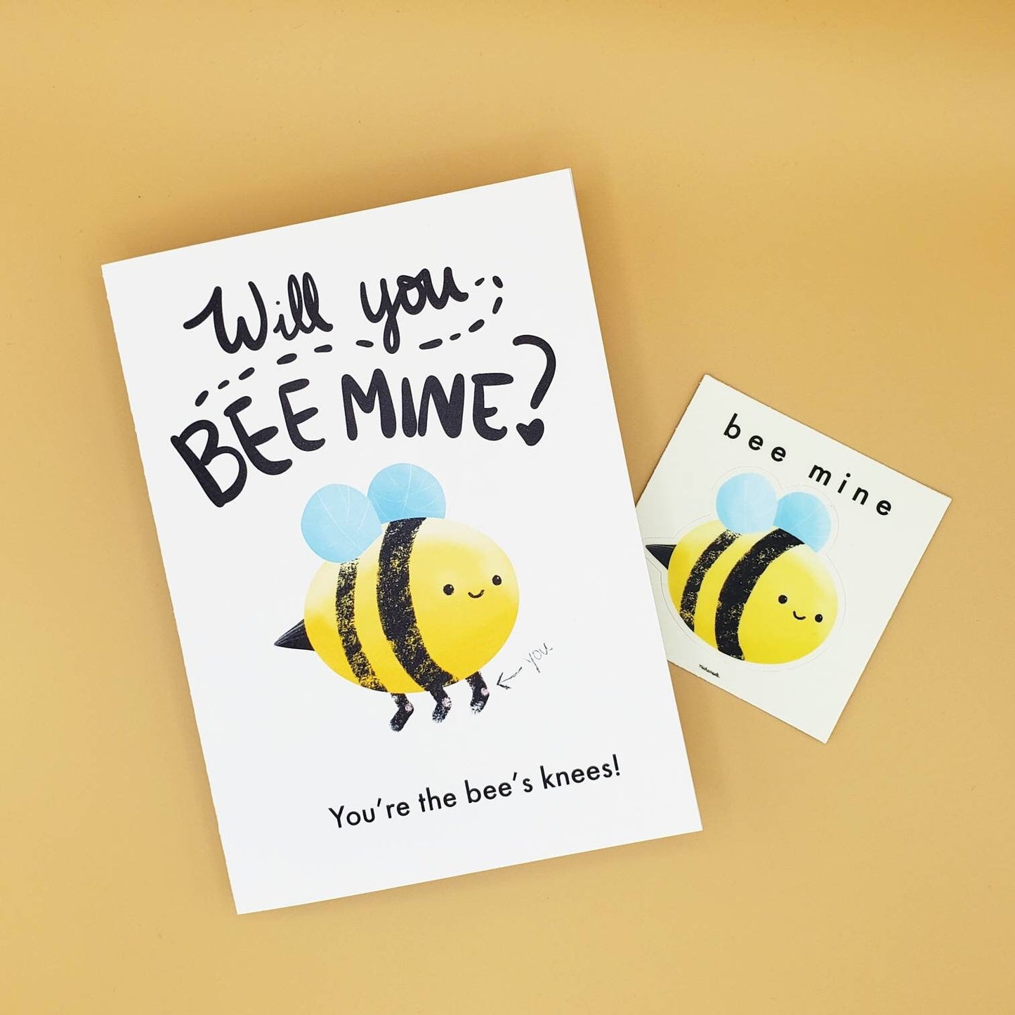 Bee Card + Bee Mine Vinyl Sticker | Birthday/Valentine's Day/Anniversary Card