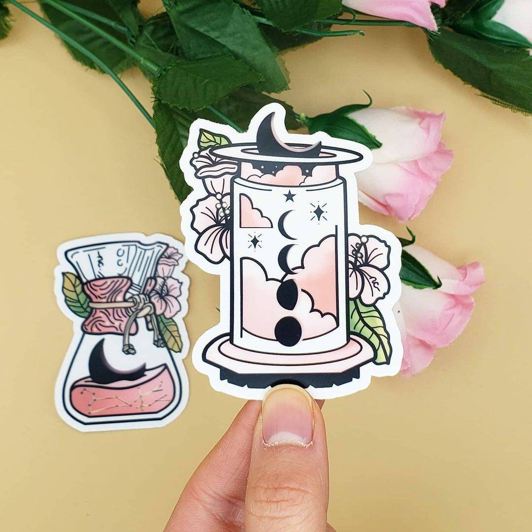 Aeropress + Chemex Moonflower Vinyl Stickers (Transparent)