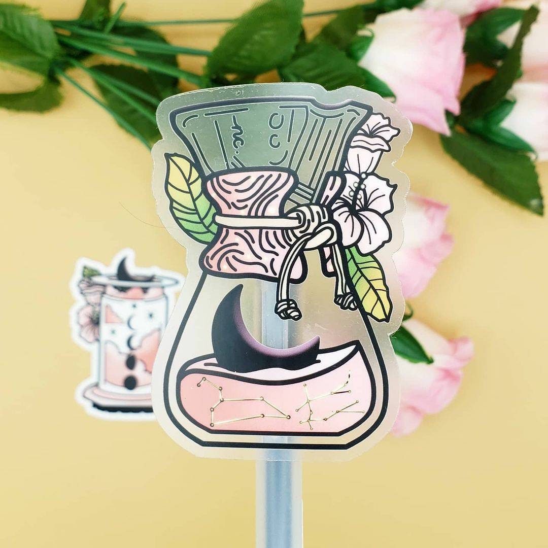 Aeropress + Chemex Moonflower Vinyl Stickers (Transparent)