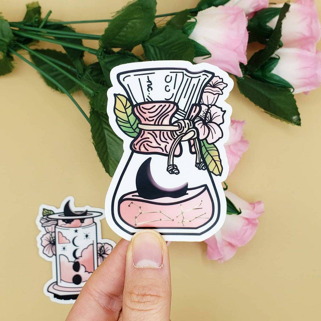 Aeropress + Chemex Moonflower Vinyl Stickers (Transparent)