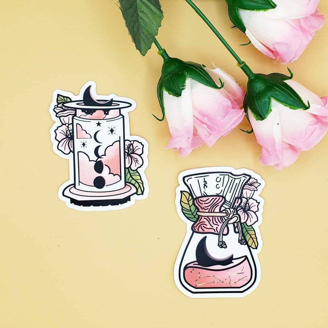 Aeropress + Chemex Moonflower Vinyl Stickers (Transparent)