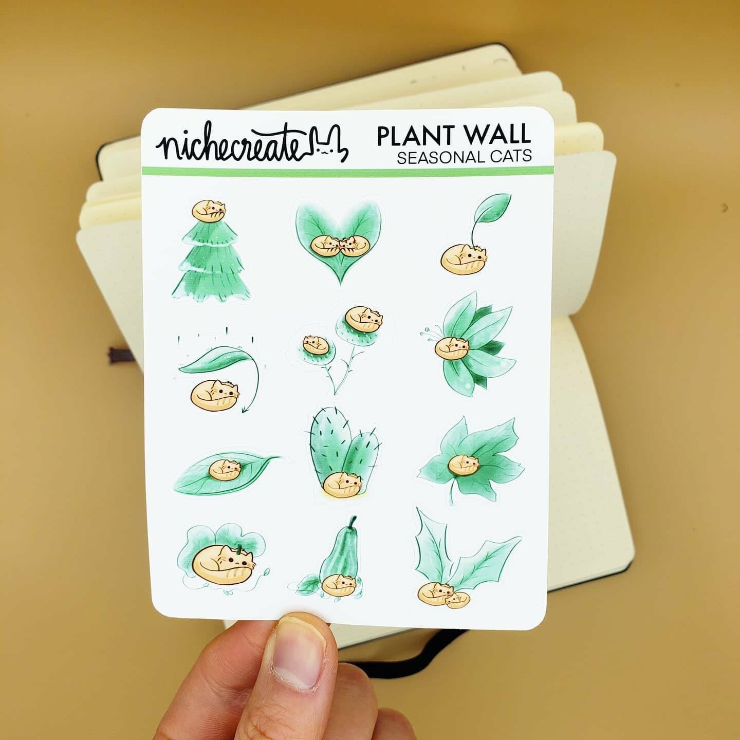 Seasonal Cat Plant Wall Planner Sticker Sheet