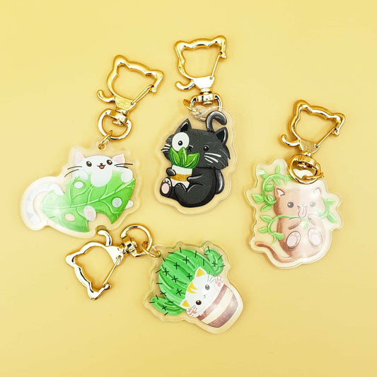 Four Cats + Plants Keychains