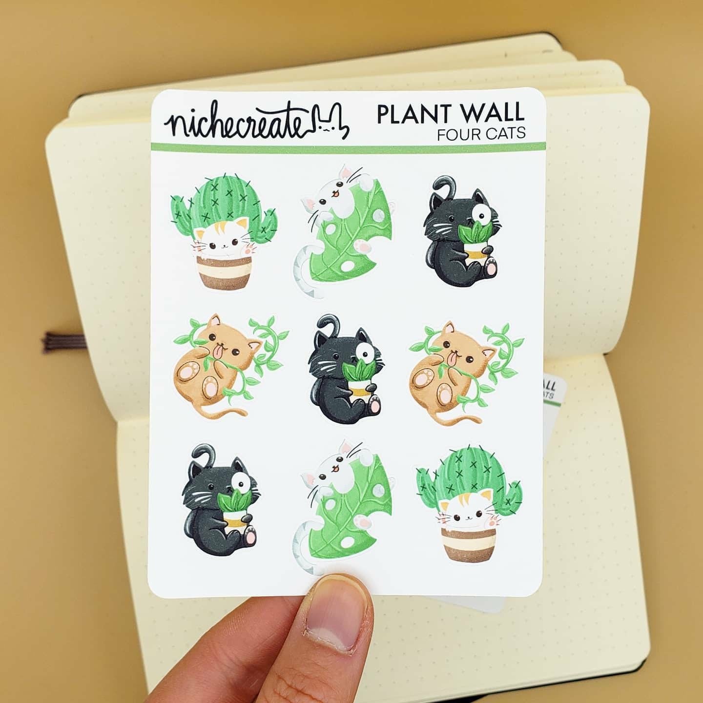 Four Cats + Plants Wall Planner Sticker Sheet