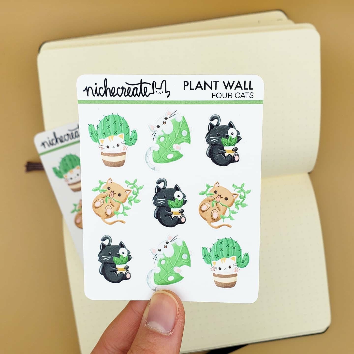 Four Cats + Plants Wall Planner Sticker Sheet