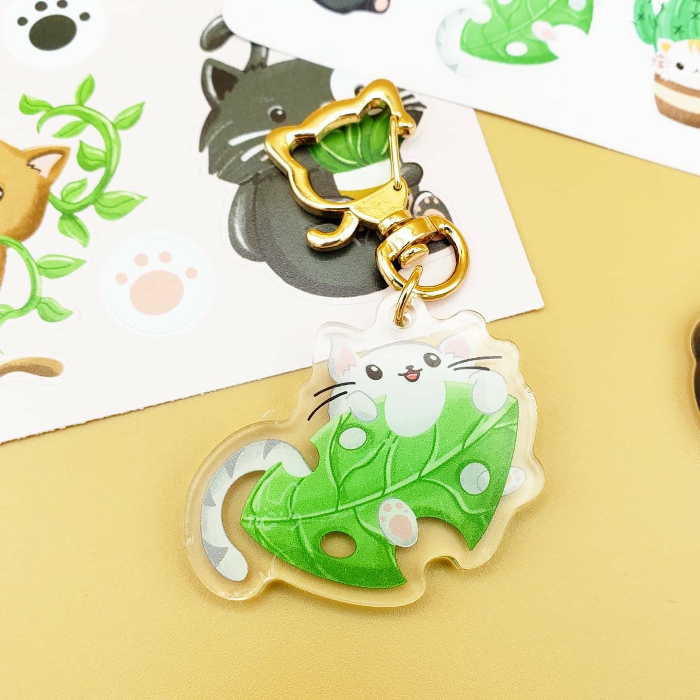 Four Cats + Plants Keychains