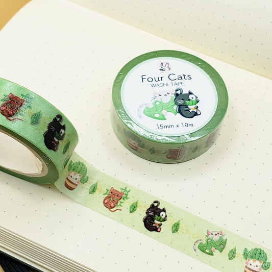 Four Cats + Plants Washi Tape