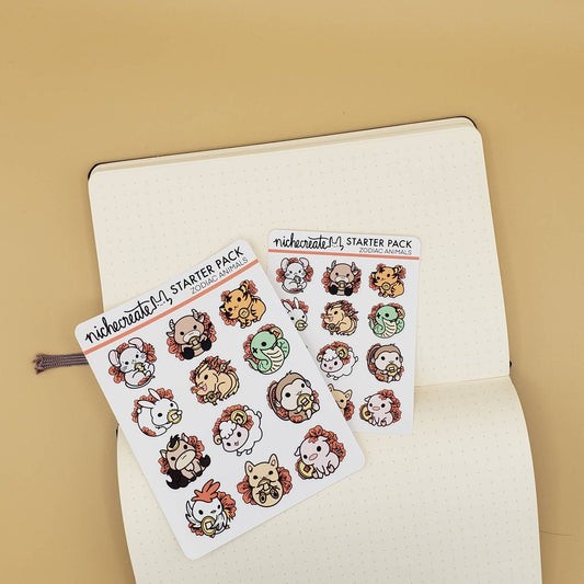 Lucky Plum Zodiac Animals Planner Sticker Sheet