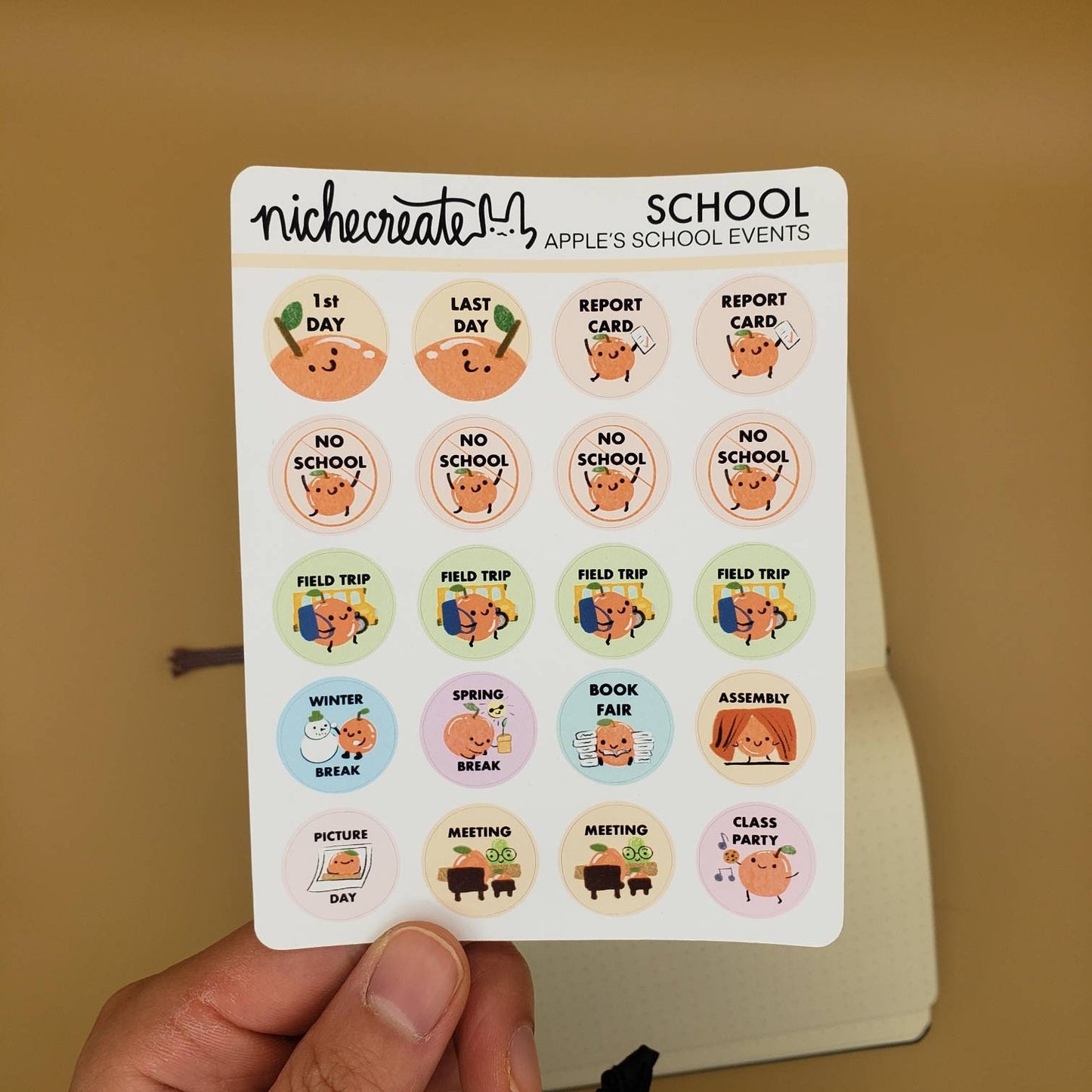 Apple's School Events Planner Sticker Sheet