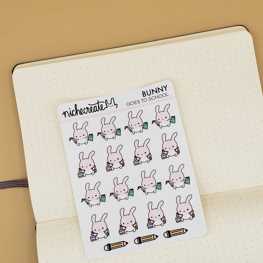 Bunny Goes to School Planner Sticker Sheet