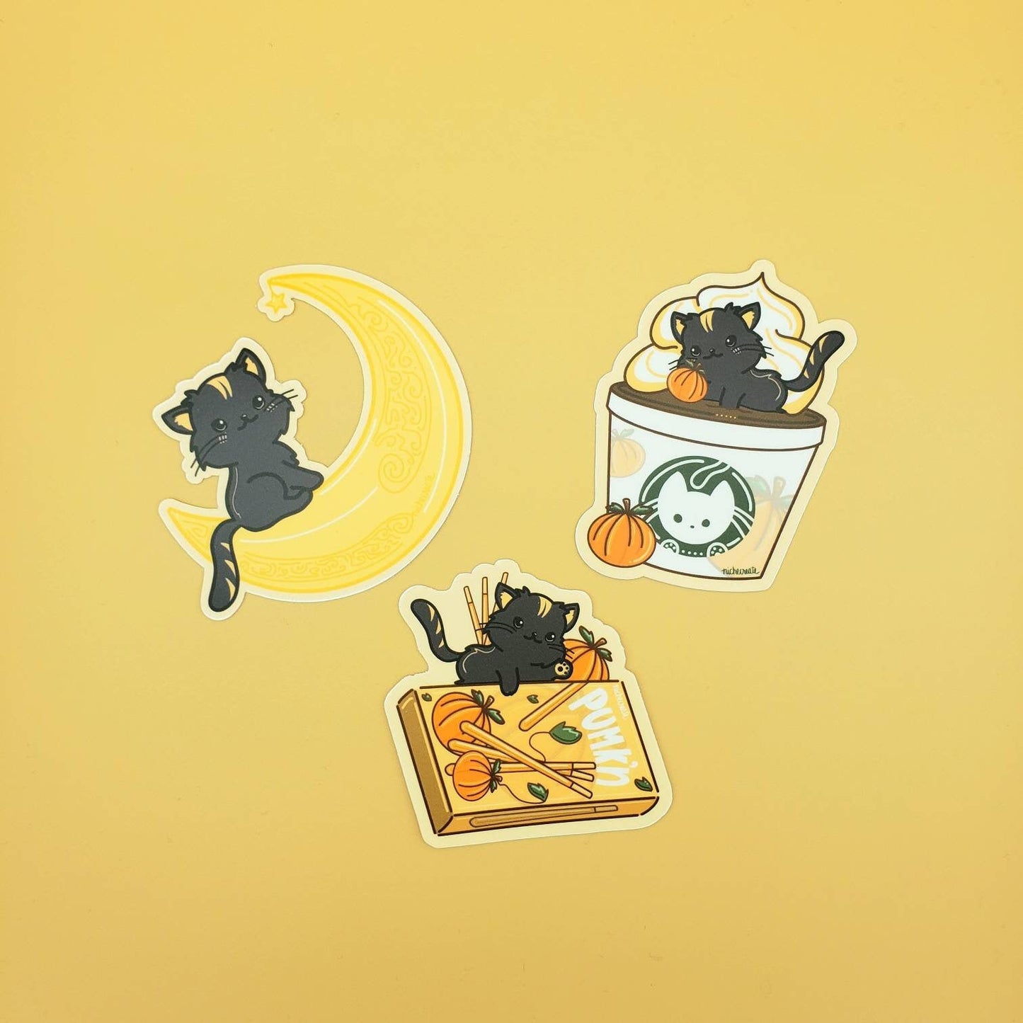 Black Cat Vinyl Stickers | Moon, Pumpkin Spice Latte, Pumk'n