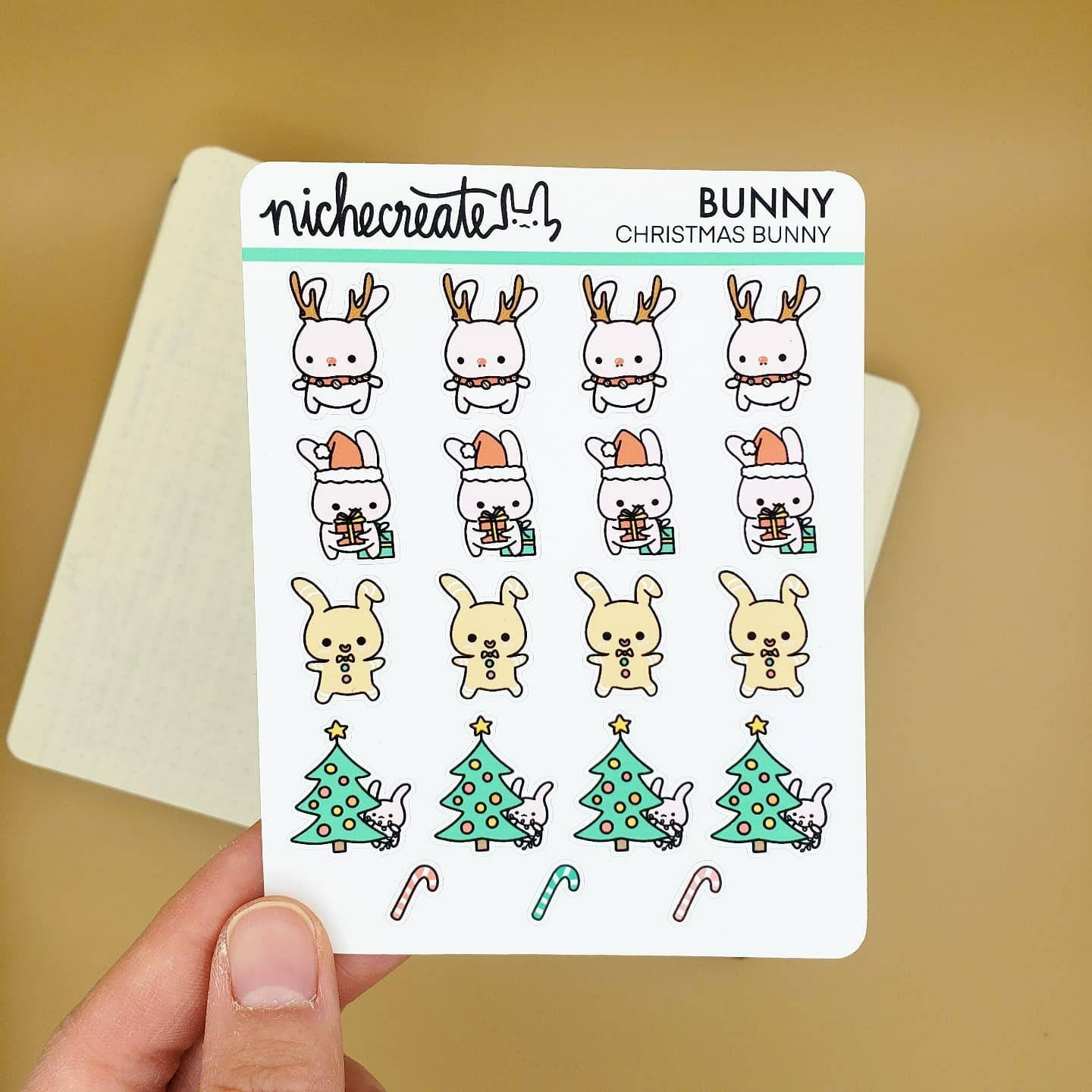 Winter Christmas Bunny Planner Sticker Sheet