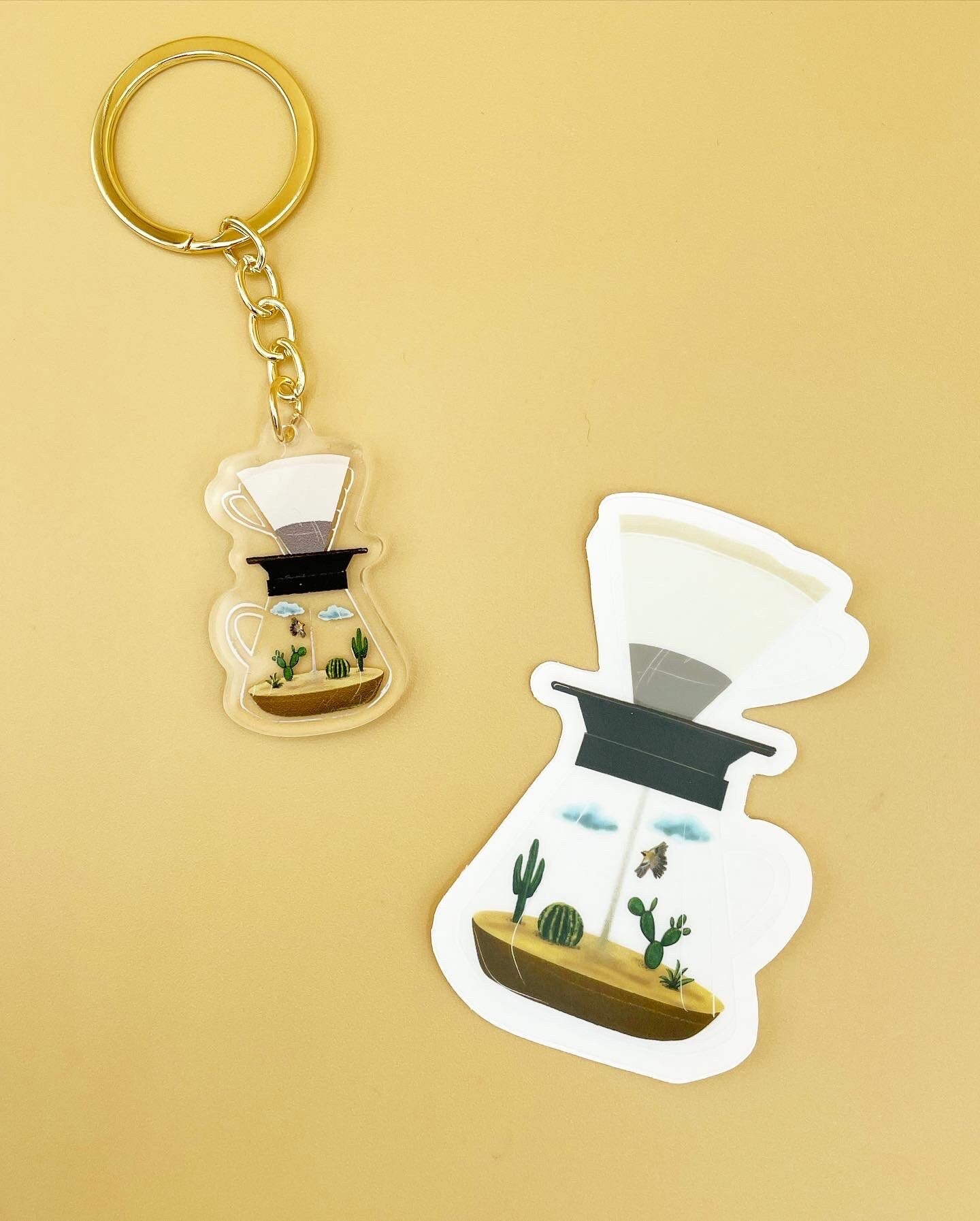 V60 Desert Coffee Keychain | Specialty Coffee Dripper Charm, Gifts for Baristas