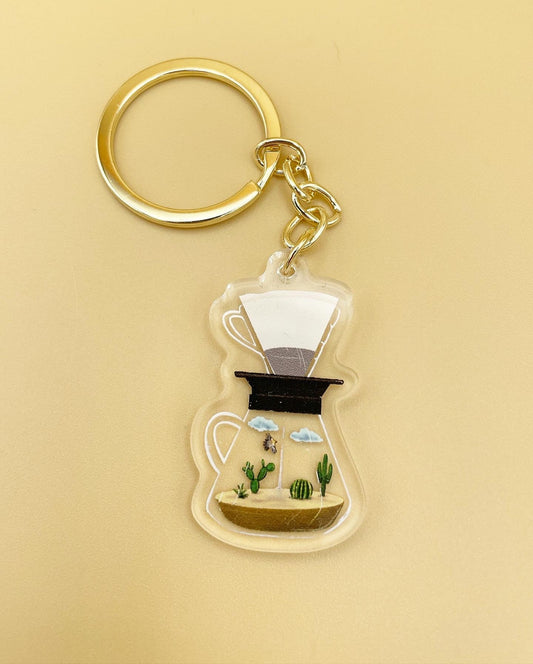 V60 Desert Coffee Keychain | Specialty Coffee Dripper Charm, Gifts for Baristas