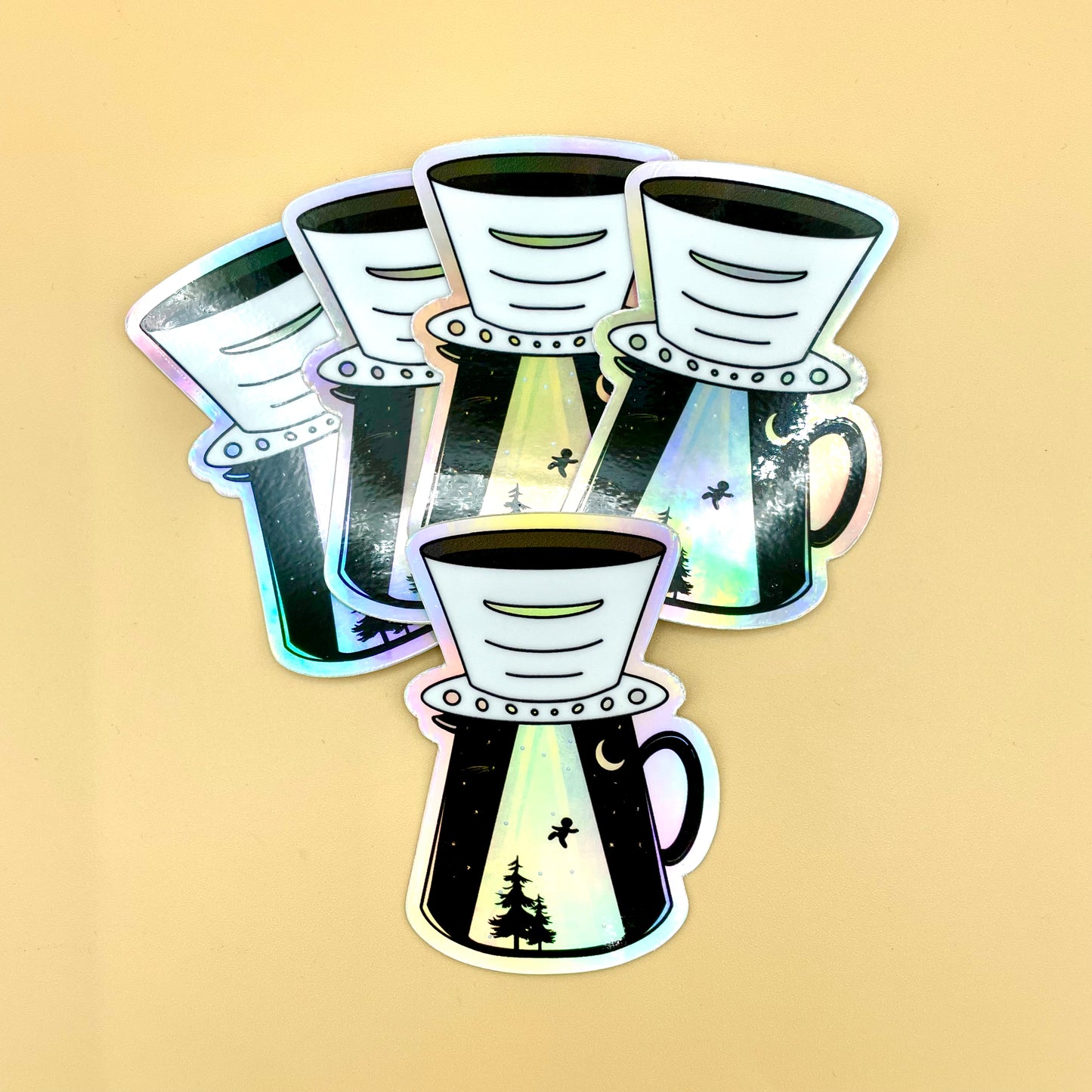 UFO Coffee Dripper Vinyl Sticker (Holographic)
