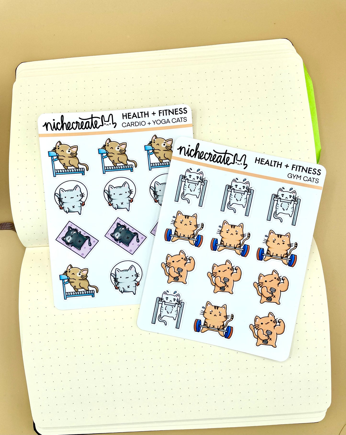 Workout Cats (3 Designs) Planner Sticker Sheet