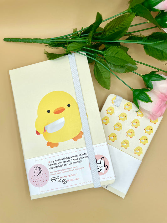 Stabby Duck Notebooks | A5, A6 | Grid, Dotted Bullet Journal | Duck With Knife