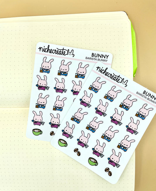 Barista Bunny Planner Sticker Sheet