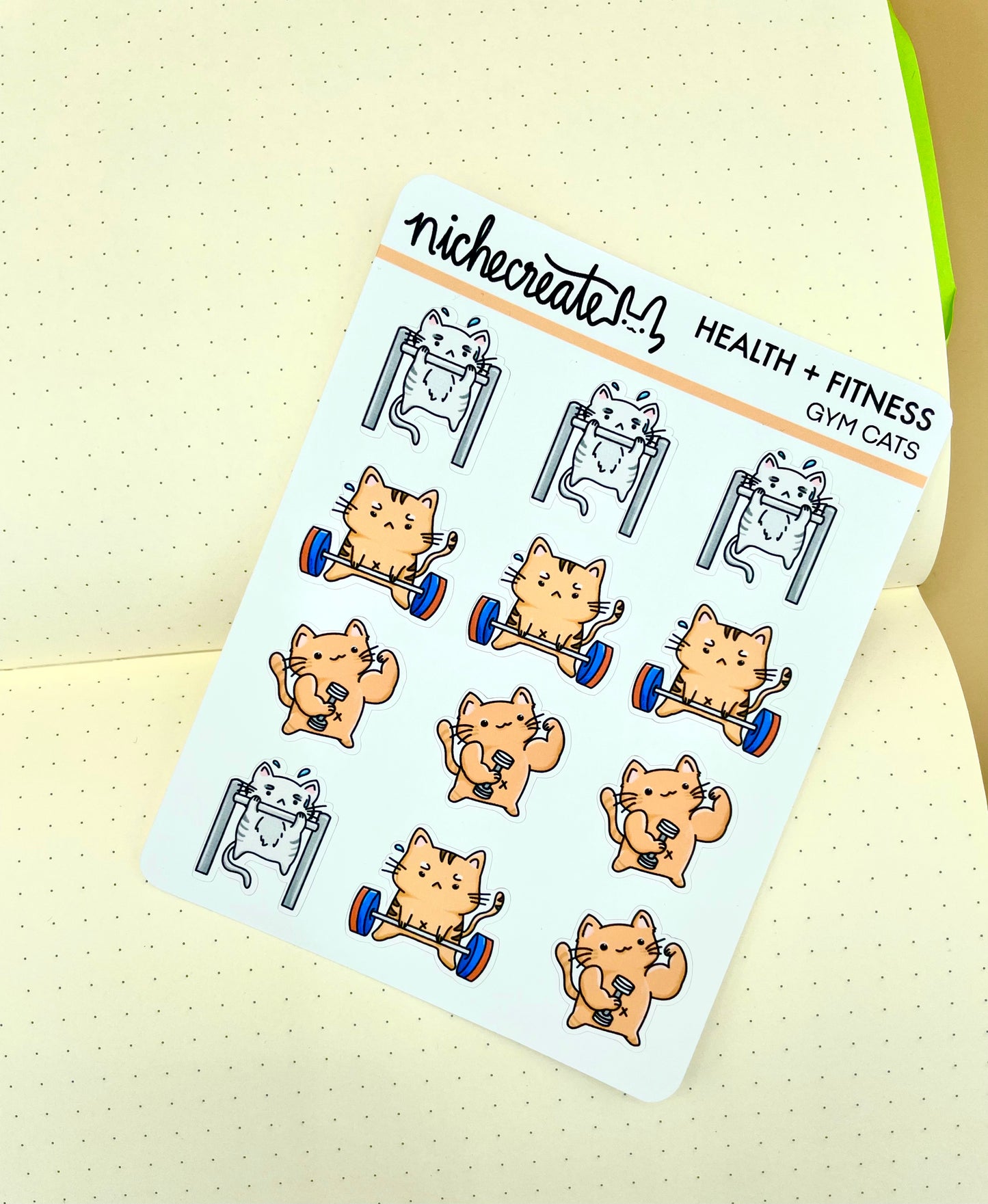 Workout Cats (3 Designs) Planner Sticker Sheet