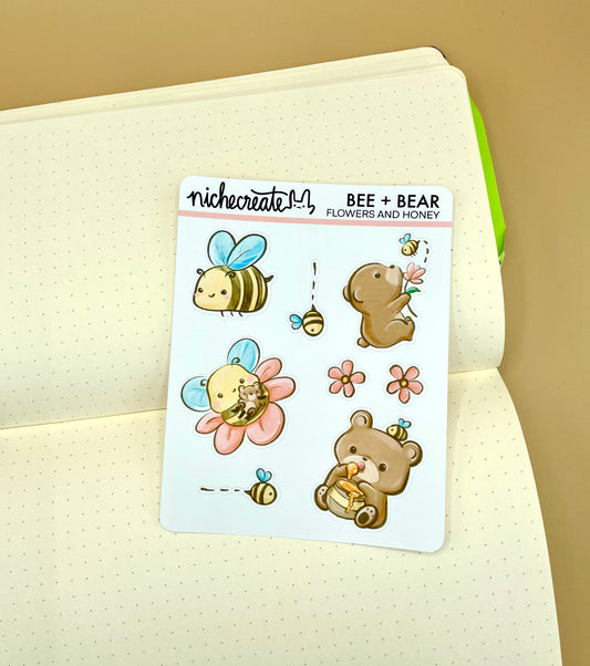 Bee + Bear - Flowers and Honey Planner Sticker Sheet