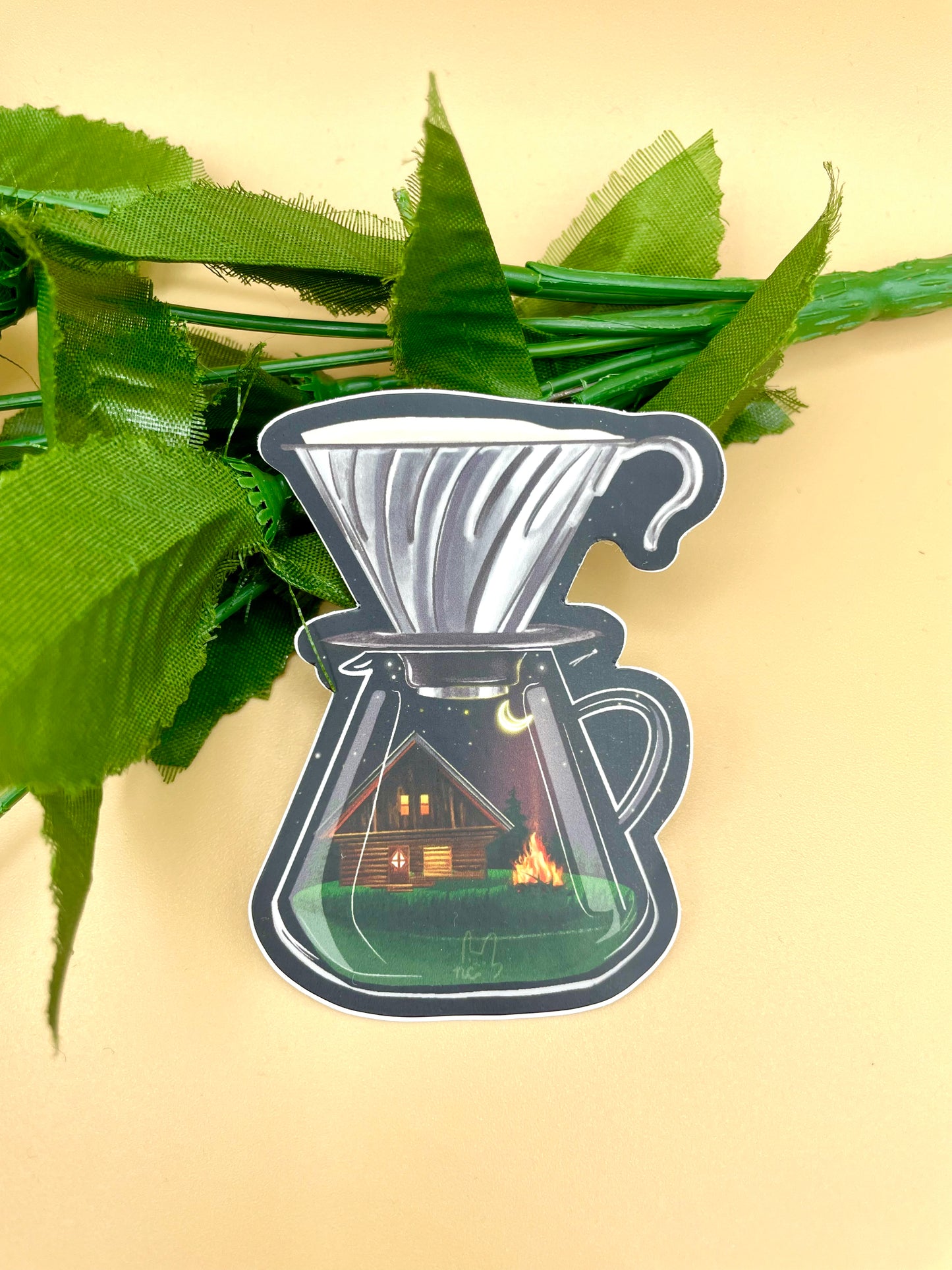 V60 Summer Cottage Night Coffee Vinyl Stickers