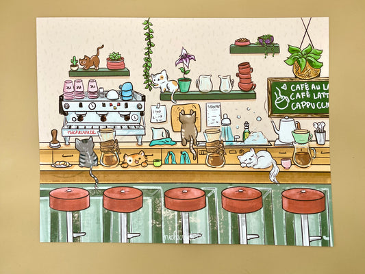 Cat Café Print