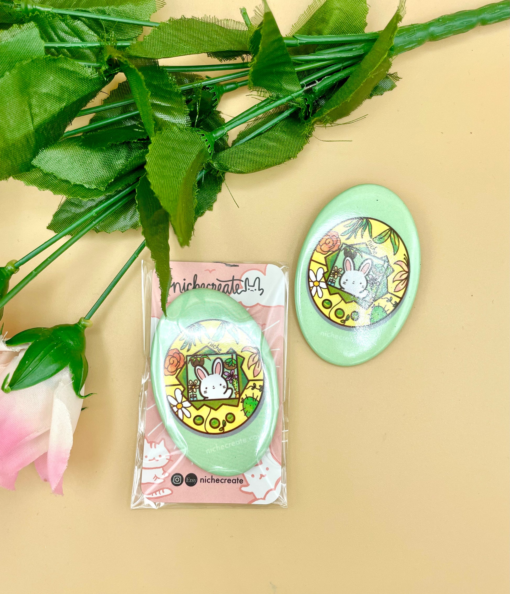 Bunny Plant Shop Tamagotchi Buttons/Pins – Niche Create