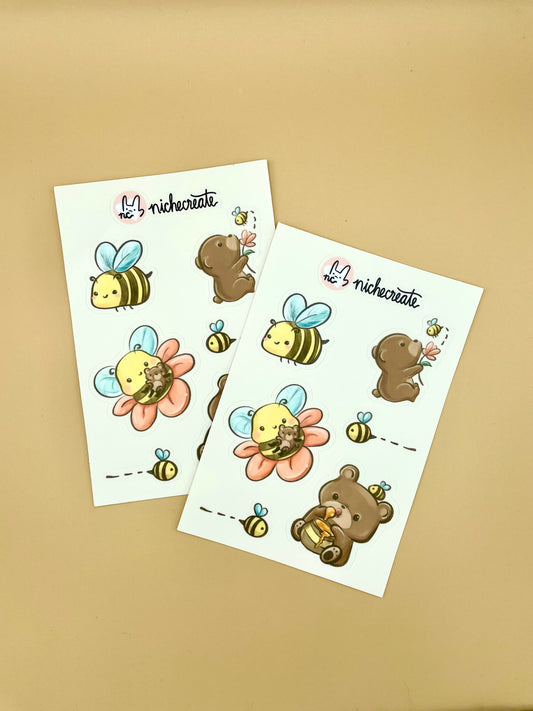 Bee + Bear Vinyl Sticker Sheet