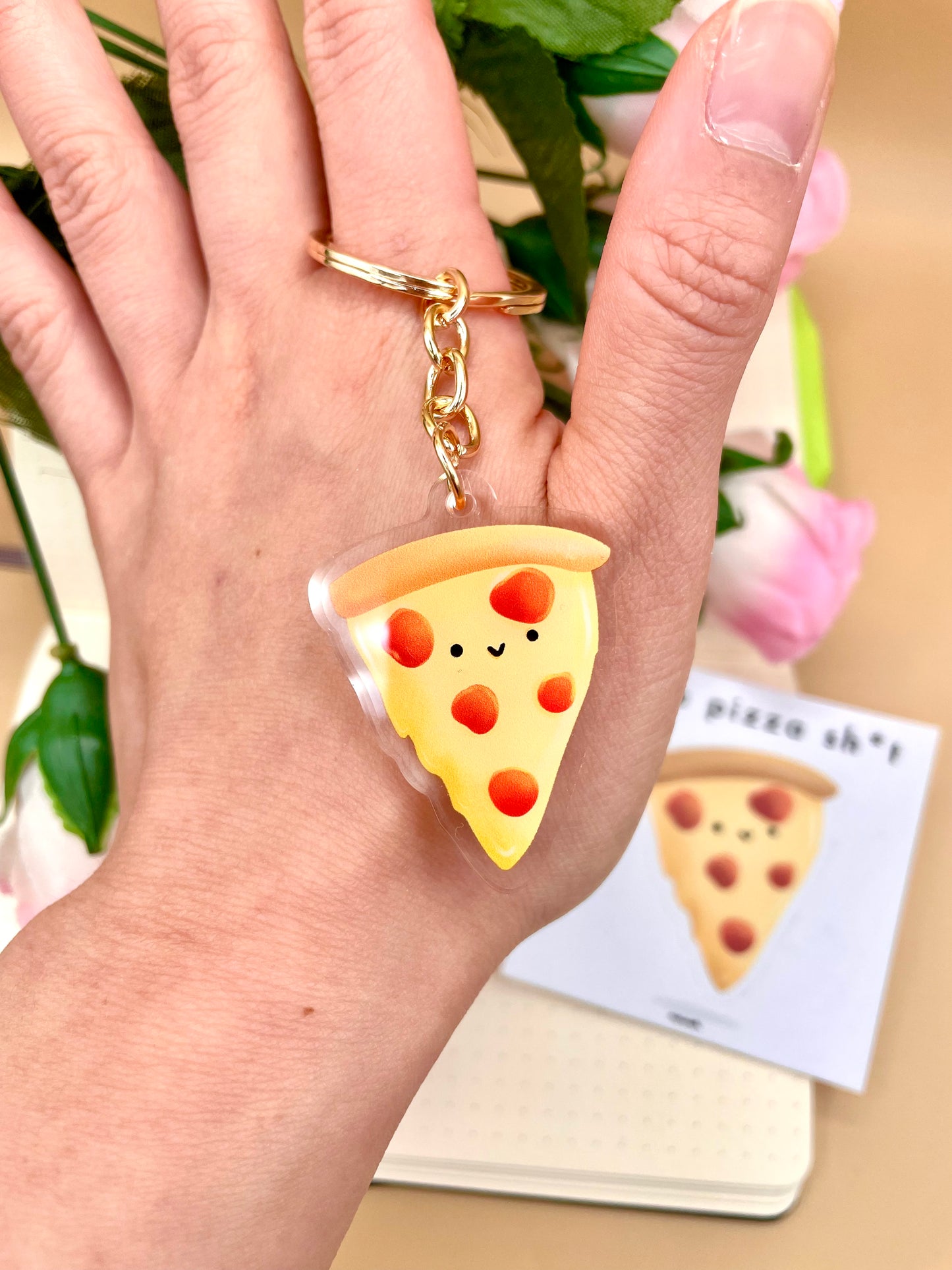 Happy Pizza Keychain