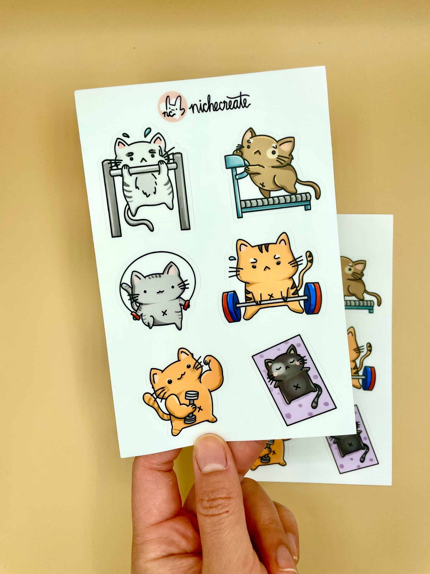 Gym Cats Vinyl Sticker Sheet