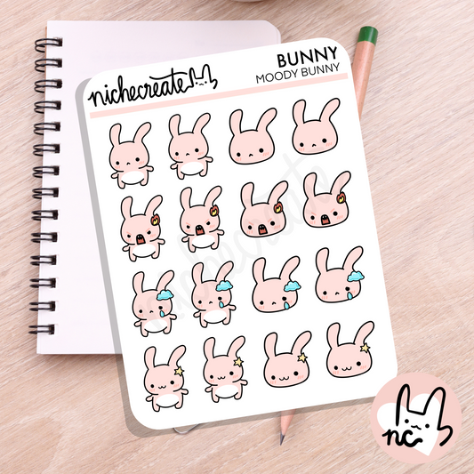 Moody Bunny Planner Sticker Sheet