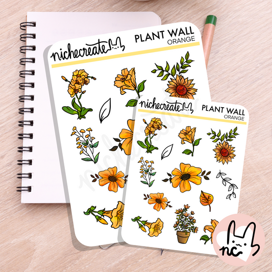 Orange Plant Wall Planner Sticker Sheet