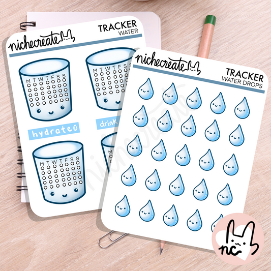 Water Tracker Planner Sticker Sheet Duo
