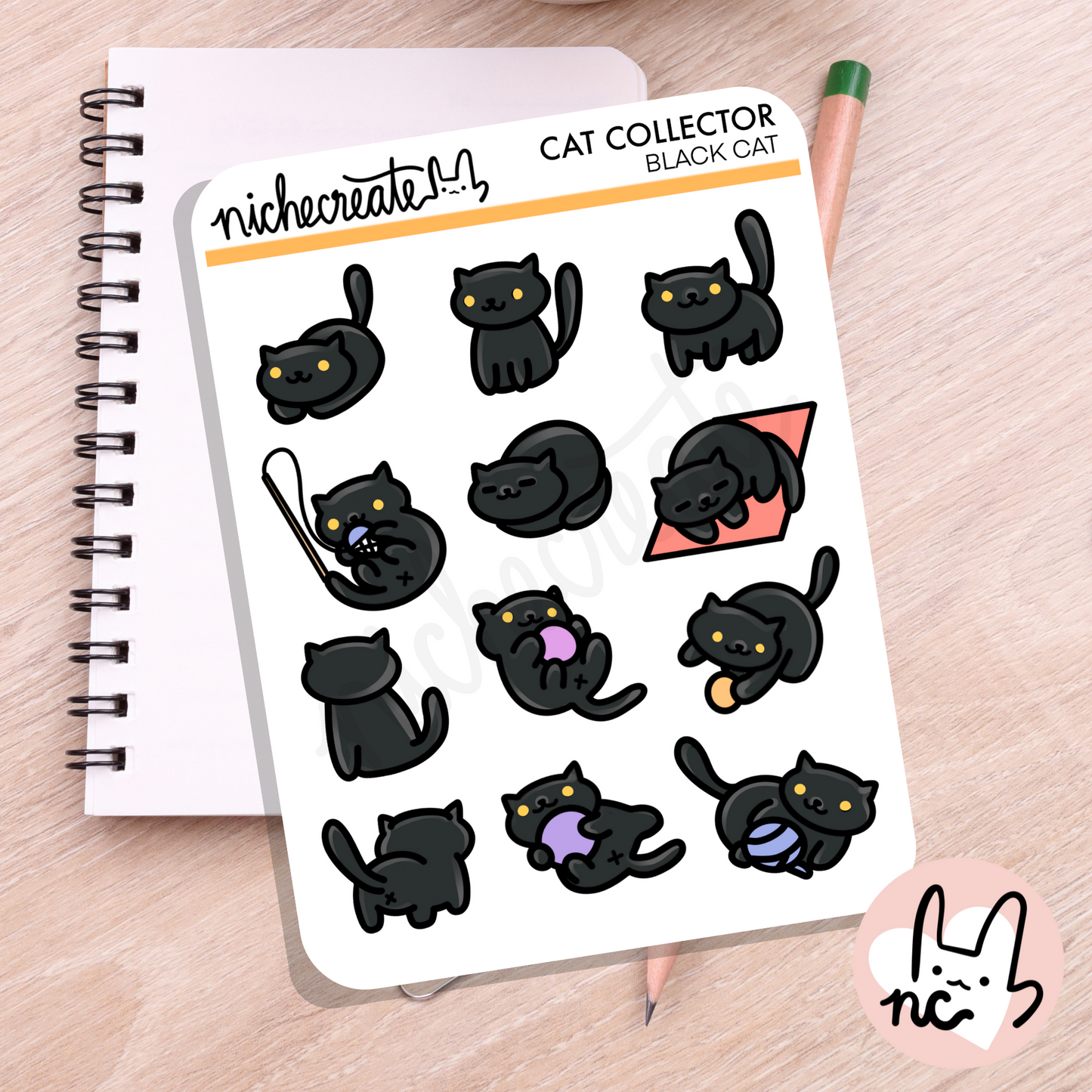 Cat Collector Standard Planner Sticker Sheets (7 Colour Variations) (Inspired Art)