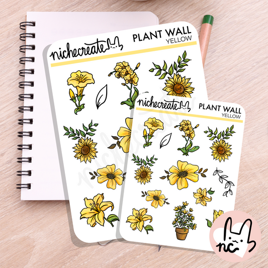 Yellow Plant Wall Planner Sticker Sheet